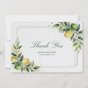 Aquarell-Zitrus-Grüner-Zitrone-Botanische-Hochzeit Dankeskarte