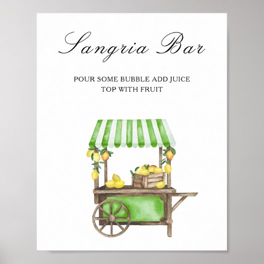 Aquarell-Zitrus-Limone - Sangria-Bar Poster (Vorne)
