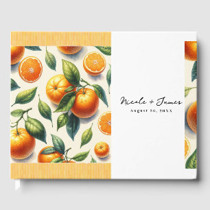 Aquarell Zitrus Orange Blätter Gästebuch