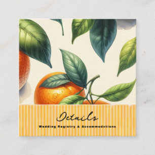 Aquarell-Zitrus-Orange-Blüten Hochzeitsschmuck Quadratische Visitenkarte