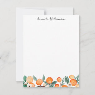 Aquarell-Zitrus-Orange-Frucht personalisiert Mitteilungskarte