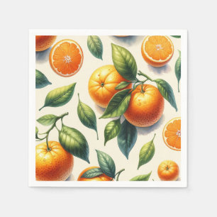 Aquarell-Zitrus-Orangen-Blüten-Hochzeit Serviette