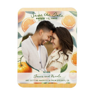 Aquarell-Zitrus-Orangenblätter Save the Date Magnet