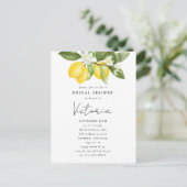 Aquarell Zitrus Zitronen Brautdusche Einladung Postkarte (Stehend Vorderseite)