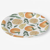 Aquarell-Zitrusfrüchte | Garten Orange Hochzeitsde Pappteller (Schrägansicht)