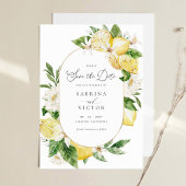 Aquarell Zitrusfrüchte Grünpflanzen Save the Date Einladung