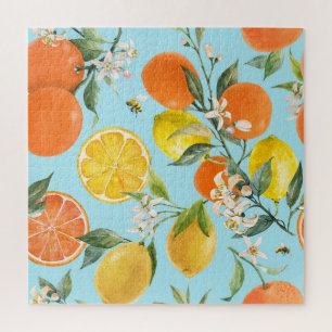 Aquarell-Zitrusfrüchte: Handgezeichnet Puzzle