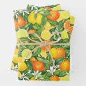 Aquarell-Zitrusfrüchte Zitrone, Orange und Limette Geschenkpapier Set (Beispiel)