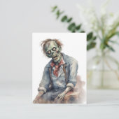 Aquarell-Zombie Postkarte (Stehend Vorderseite)