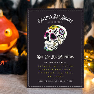 Aquarell-Zuckerschädel-Dia-de-los-Muertos-Party Einladung