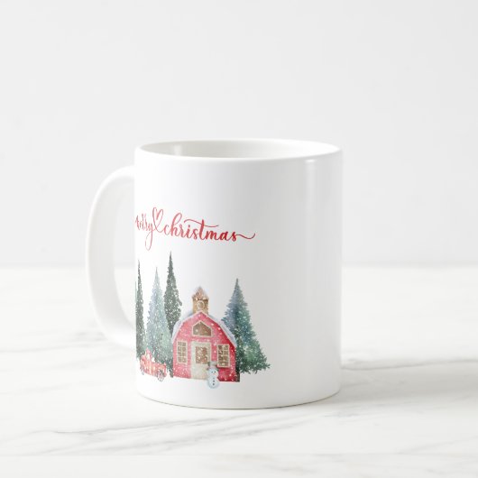Aquarell Zuhause Frohe Weihnachten Kaffeetasse (Vorderseite Links)