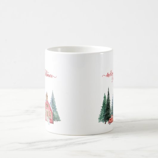 Aquarell Zuhause Frohe Weihnachten Kaffeetasse (Mittel)
