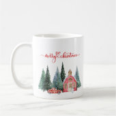 Aquarell Zuhause Frohe Weihnachten Kaffeetasse (Links)