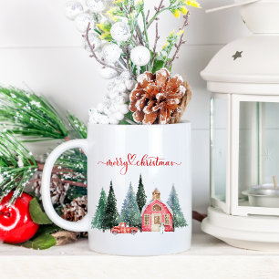 Aquarell Zuhause Frohe Weihnachten Kaffeetasse