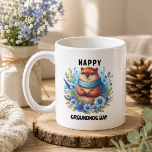 Aquarell zum Feiern des Murmeltiertags Kaffeetasse