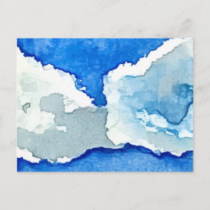 Aquarell Zwei Wolken Malerei Postkarte