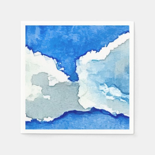 Aquarell Zwei Wolken Malerei Serviette (Vorderseite)