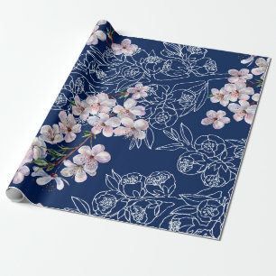 Aquarell-Zweig Blumen Kirsche mit Zweig Graph Geschenkpapier