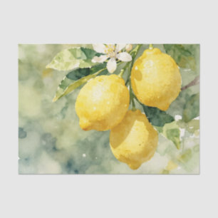 Aquarell-Zweig mit Zitronen Botanische Sommerdarst Seidenpapier