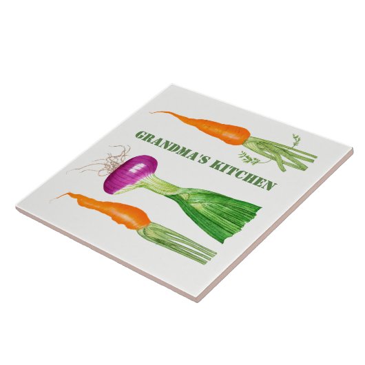 Aquarell-Zwiebel und Karotten Fliese (Seite)