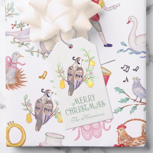 Aquarell Zwölf Tage Weihnachten Personalisiert Geschenkanhänger