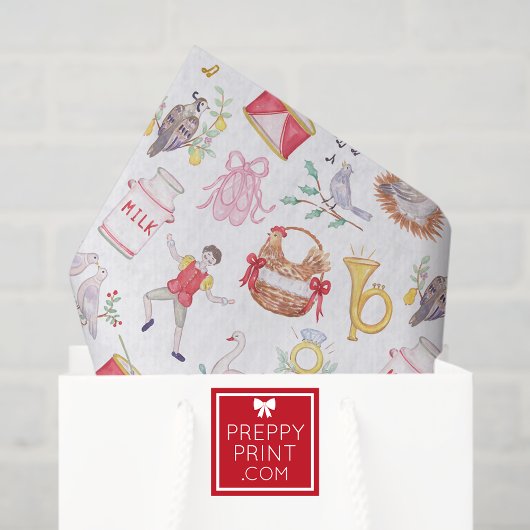 Aquarell Zwölf Tage Weihnachten Seidenpapier