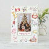 Aquarell Zwölf Tage Weihnachts-Foto Feiertagskarte (Stehend Vorderseite)