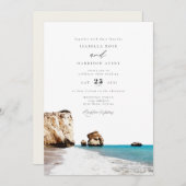 Aquarell Zypern Aphrodite Beach Hochzeit Einladung (Vorne/Hinten)