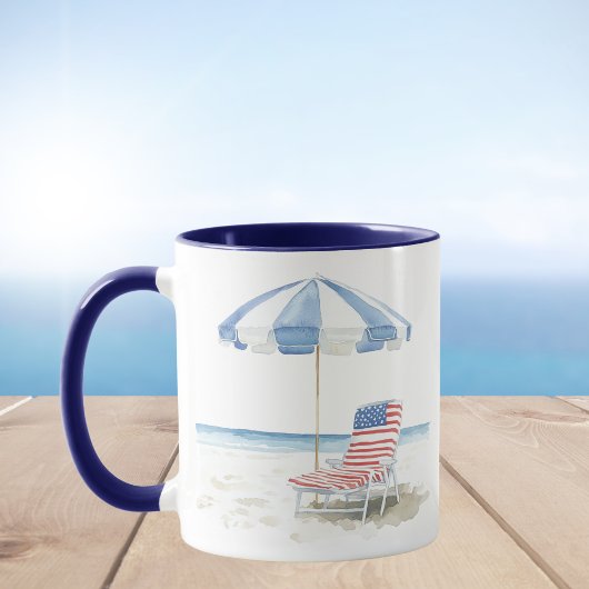 Aquarellair American Flag Beach Chair und Umbrella Tasse