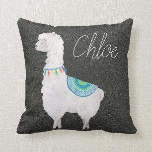 Aquarellamas niedlicher moderner Hipster werfen Ki Kissen