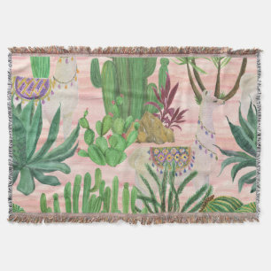 Aquarellamas und Kakteen-Muster. Decke