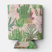 Aquarellamas und Kakteen-Muster. Dosenkühler (Rückseite)