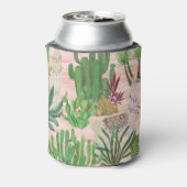 Aquarellamas und Kakteen-Muster. Dosenkühler (Kanne Rückseite)