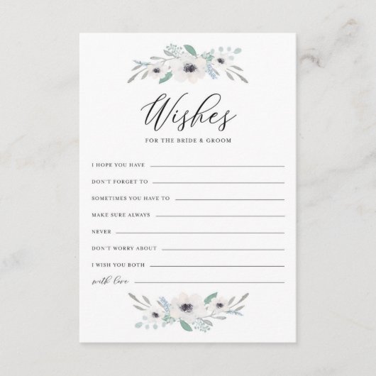 Aquarellanemonen für Braut und Bräuche Hinweiskarte (Vorderseite)