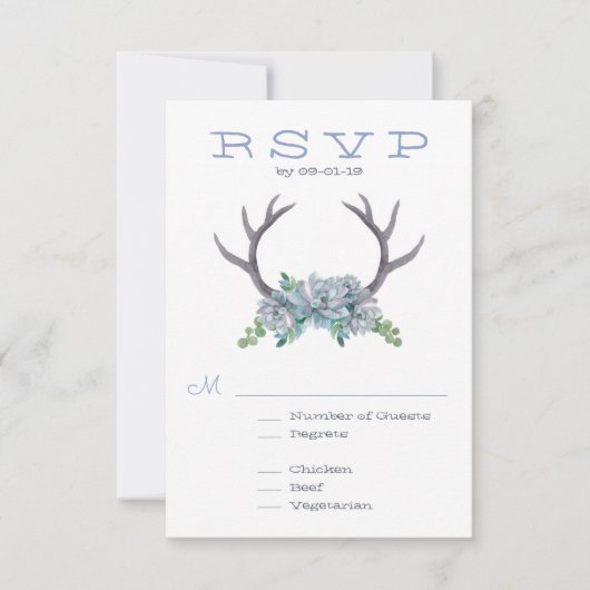 Aquarellantler und Echeveria Wedding RSVP (Vorderseite)