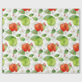 Aquarelläpfel. Grüne und rote Früchte. Garten Geschenkpapier (Flach)