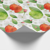 Aquarelläpfel. Grüne und rote Früchte. Garten Geschenkpapier (Ecke)