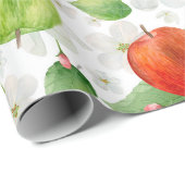 Aquarelläpfel. Grüne und rote Früchte. Garten Geschenkpapier (Rolleneckpunkt)