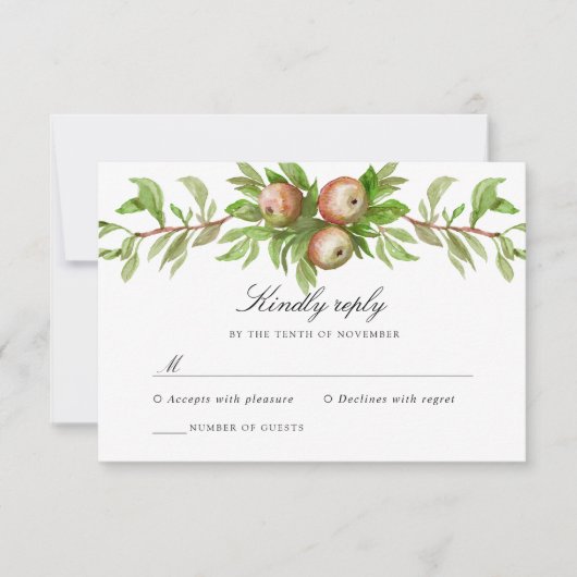 Aquarelläpfel Hochzeitskarte RSVP Karte (Vorderseite)