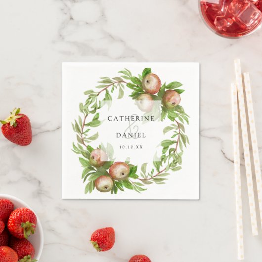 Aquarelläpfel Hochzeitslippe Serviette (Beispiel)