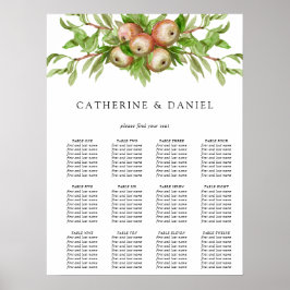 Aquarelläpfel Hochzeitsstichtabelle Poster