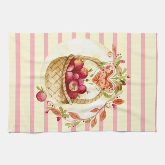 Aquarelläpfel in Korbgeflecht Handtuch (Horizontal)