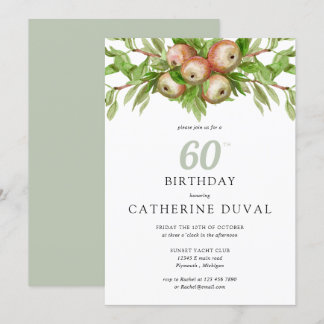 Aquarelläpfel mit Ästen Geburtstag Einladung