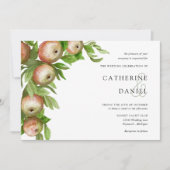 Aquarelläpfel mit Blätter Horizontale Hochzeit Einladung (Vorderseite)