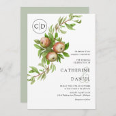 Aquarelläpfel mit Monogramm Hochzeit Einladung (Vorne/Hinten)
