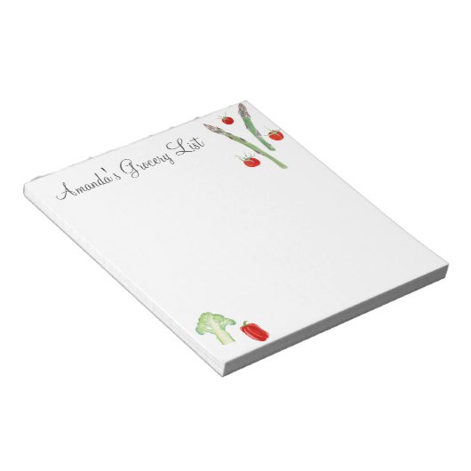 Aquarellassparagus, Broccoli, Tomaten/Paradeiser,  Notizblock (angewinkelt)