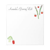 Aquarellassparagus, Broccoli, Tomaten/Paradeiser,  Notizblock (Vorderseite)