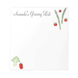 Aquarellassparagus, Broccoli, Tomaten/Paradeiser,  Notizblock