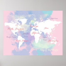 Aquarellatlas . Weltkarte der Geografie