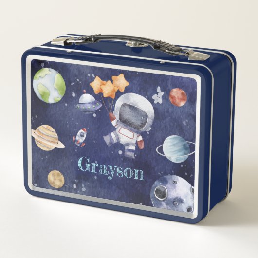 Aquarellatronin Galaxy Planet Kinder Metall Brotdose (Rückseite)